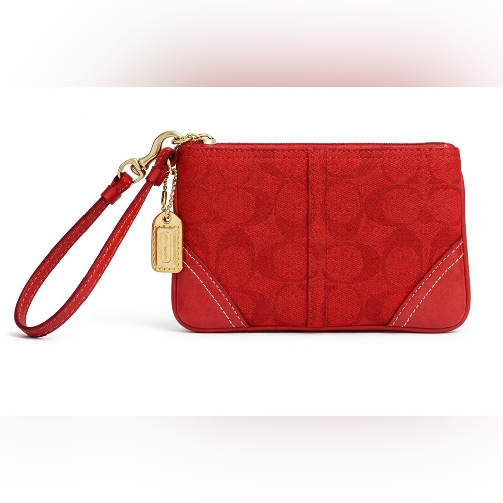 COACH Red Wristlet with Gold Accent